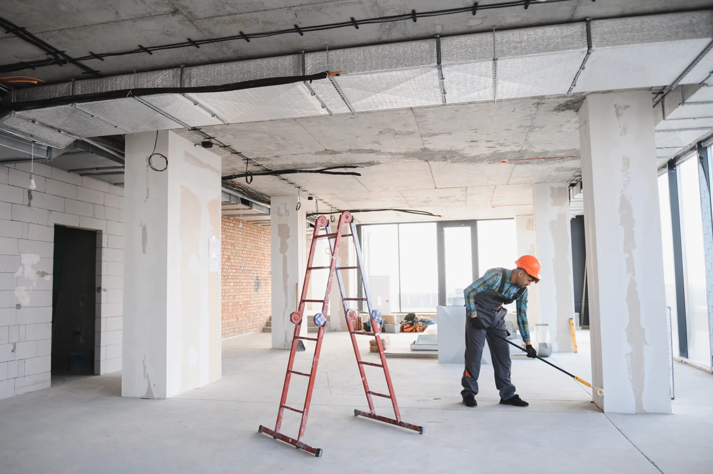 Worker preparing a commercial construction site in the Rio Grande Valley